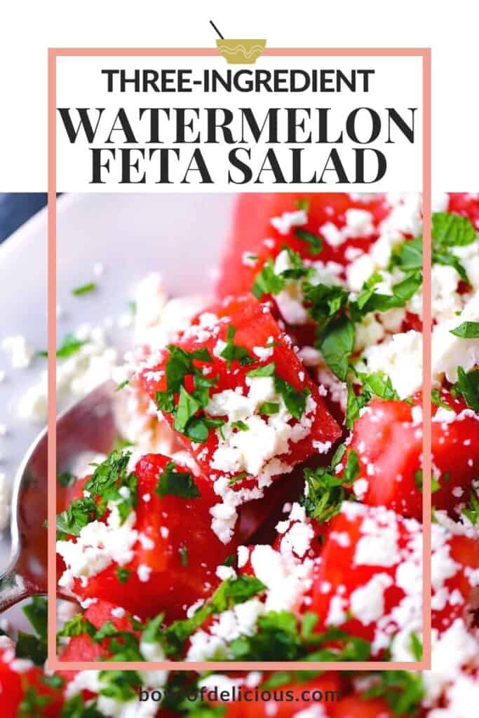 Pinterest image for watermelon feta salad.