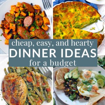 Photo collage for cheap easy hearty dinner ideas for a budget.