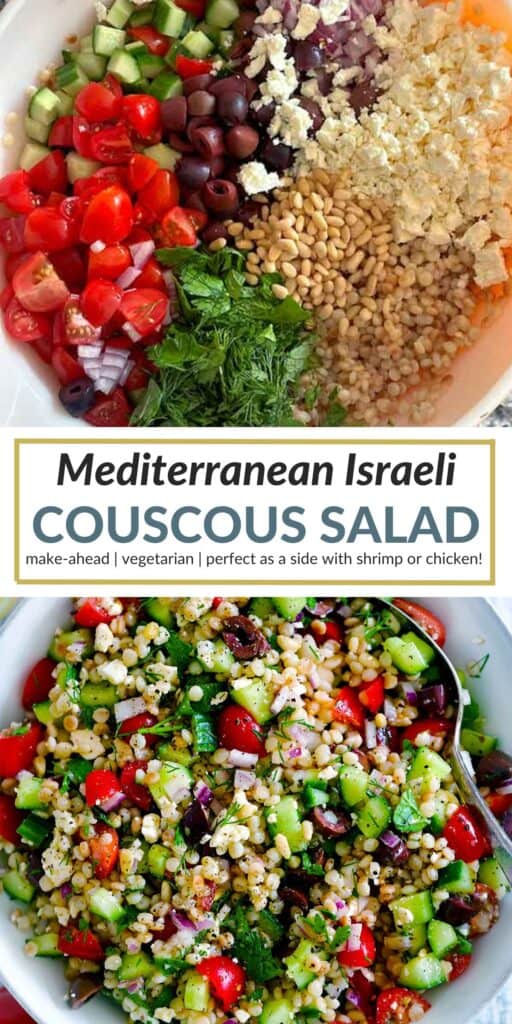 Pinterest image for Israeli couscous salad.