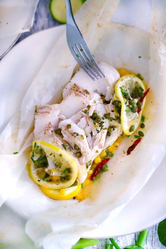 Fish en Papillote (Cod in Parchment Paper) Bowl of Delicious