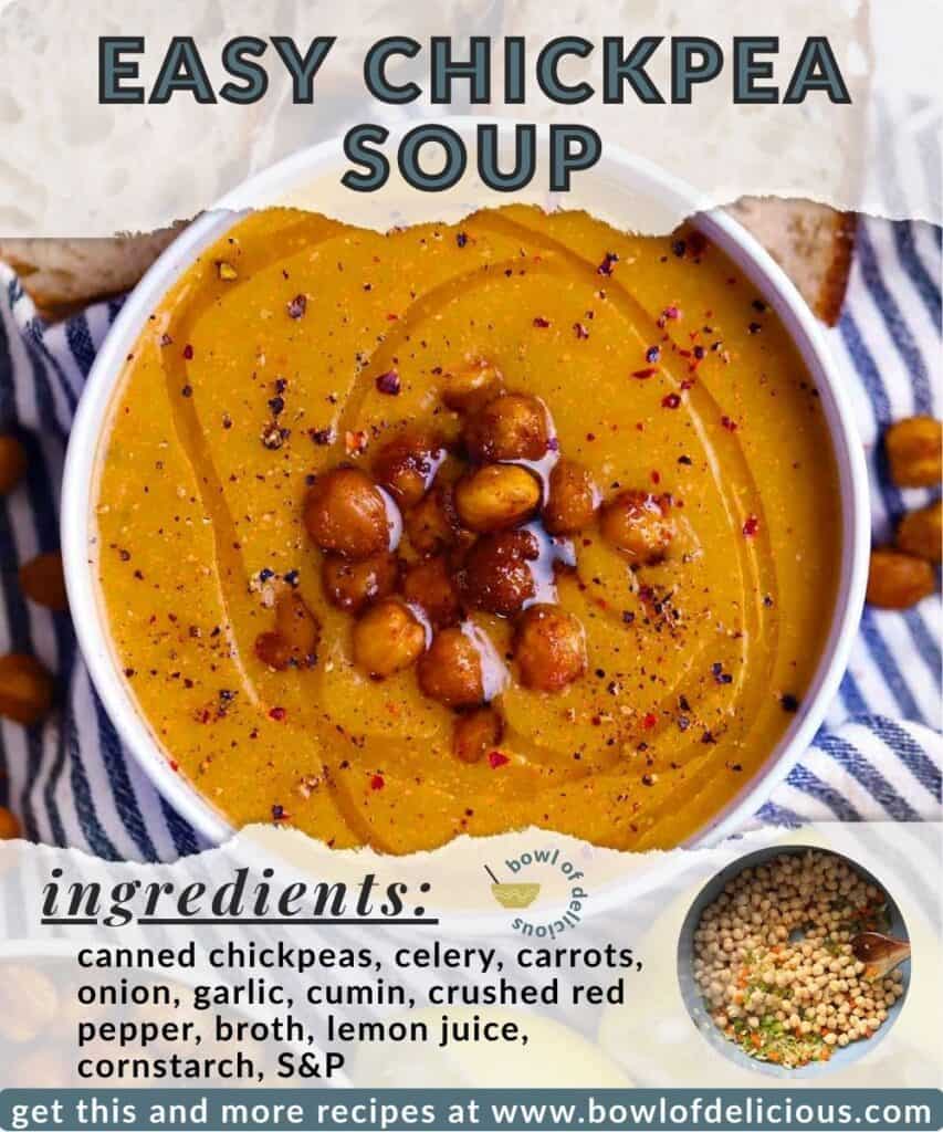 Easy chickpea soup pinterest image
