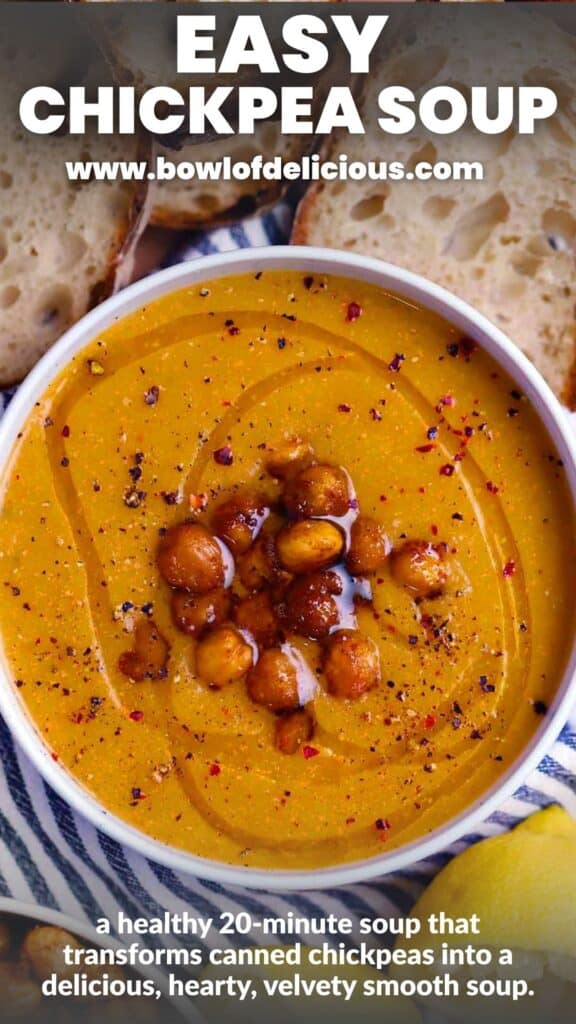 Easy chickpea soup pinterest image