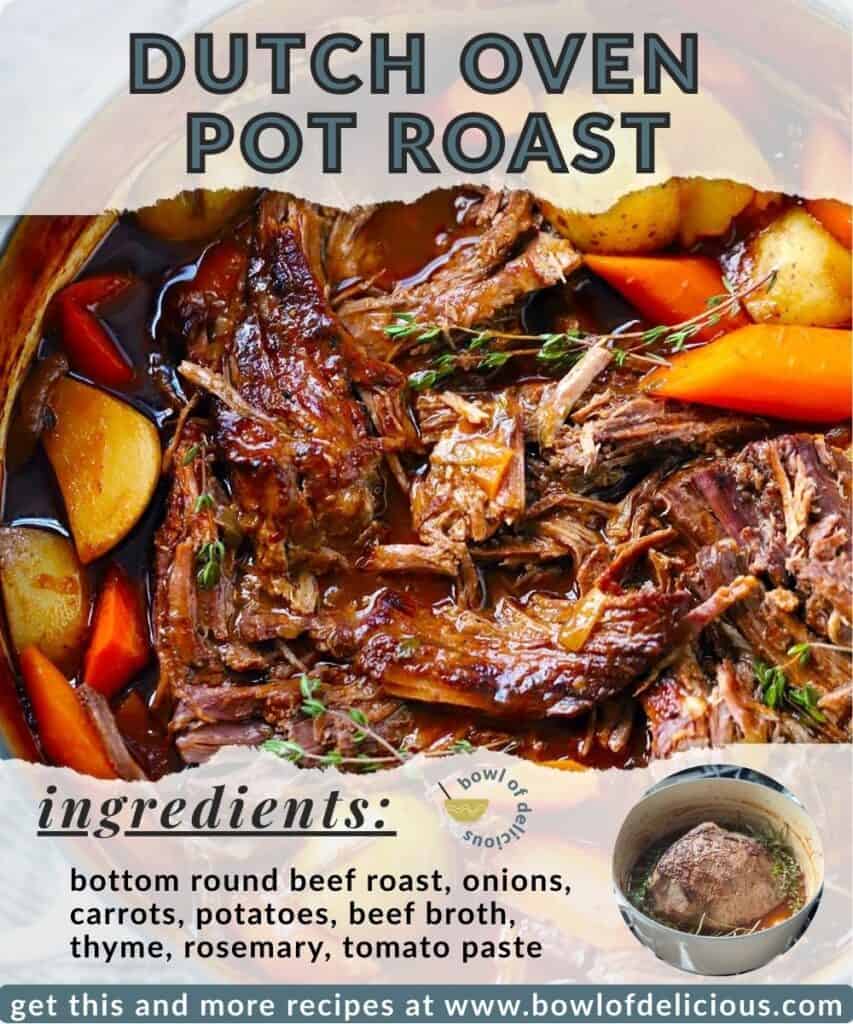Pinterest ingredients image for dutch oven pot roast.