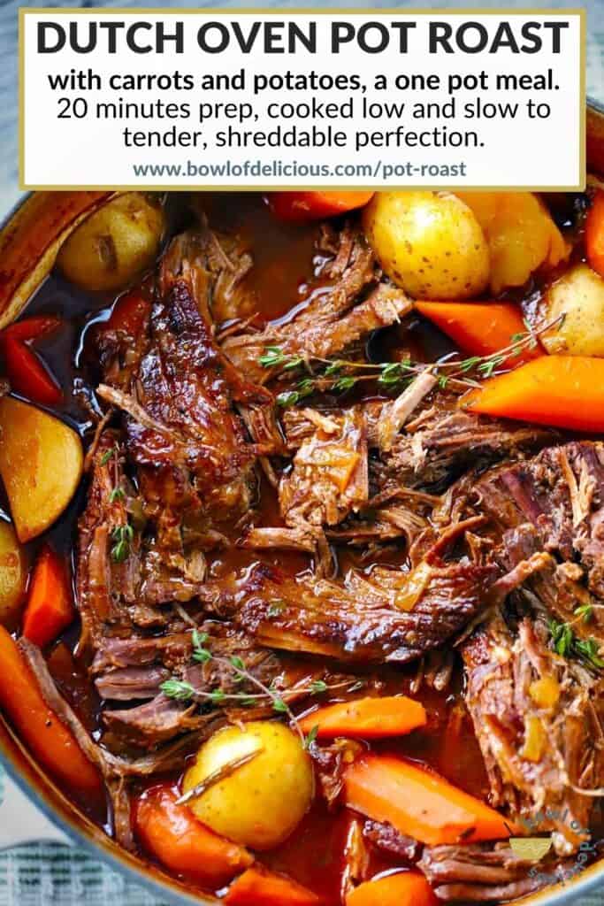 Pinterest image for dutch oven pot roast.