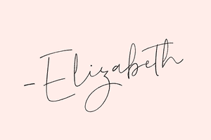 An image of a signature font that says "Elizabeth"