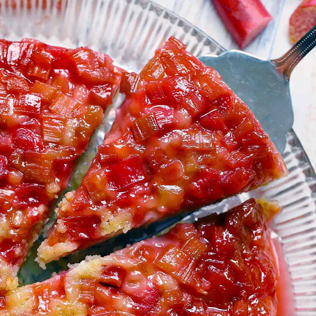 Rhubarb Upside Down Olive Oil Cake