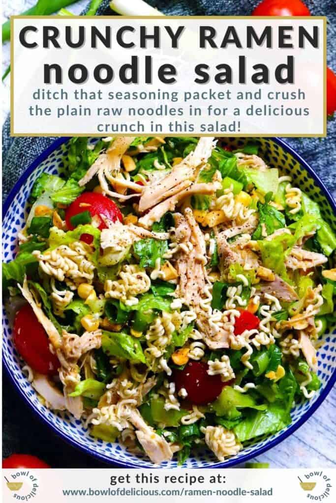 Pinterest image for Crunchy Ramen Noodle Salad.